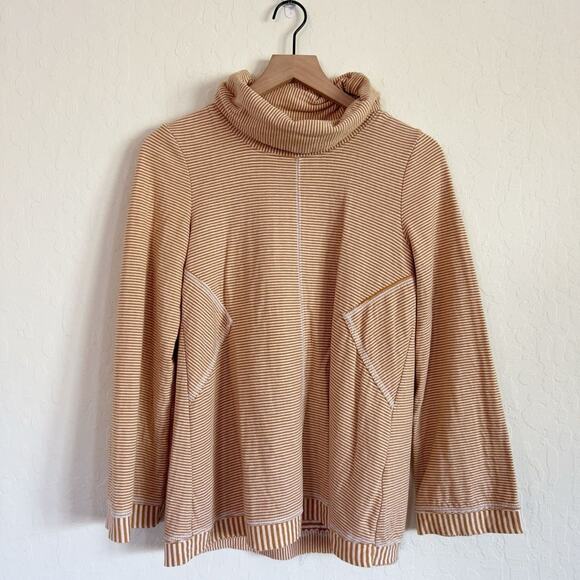 Anthropologie Maeve Tie Cowl Neck Striped Sweater Small Yellow White Sweatshirt - Picture 5 of 10